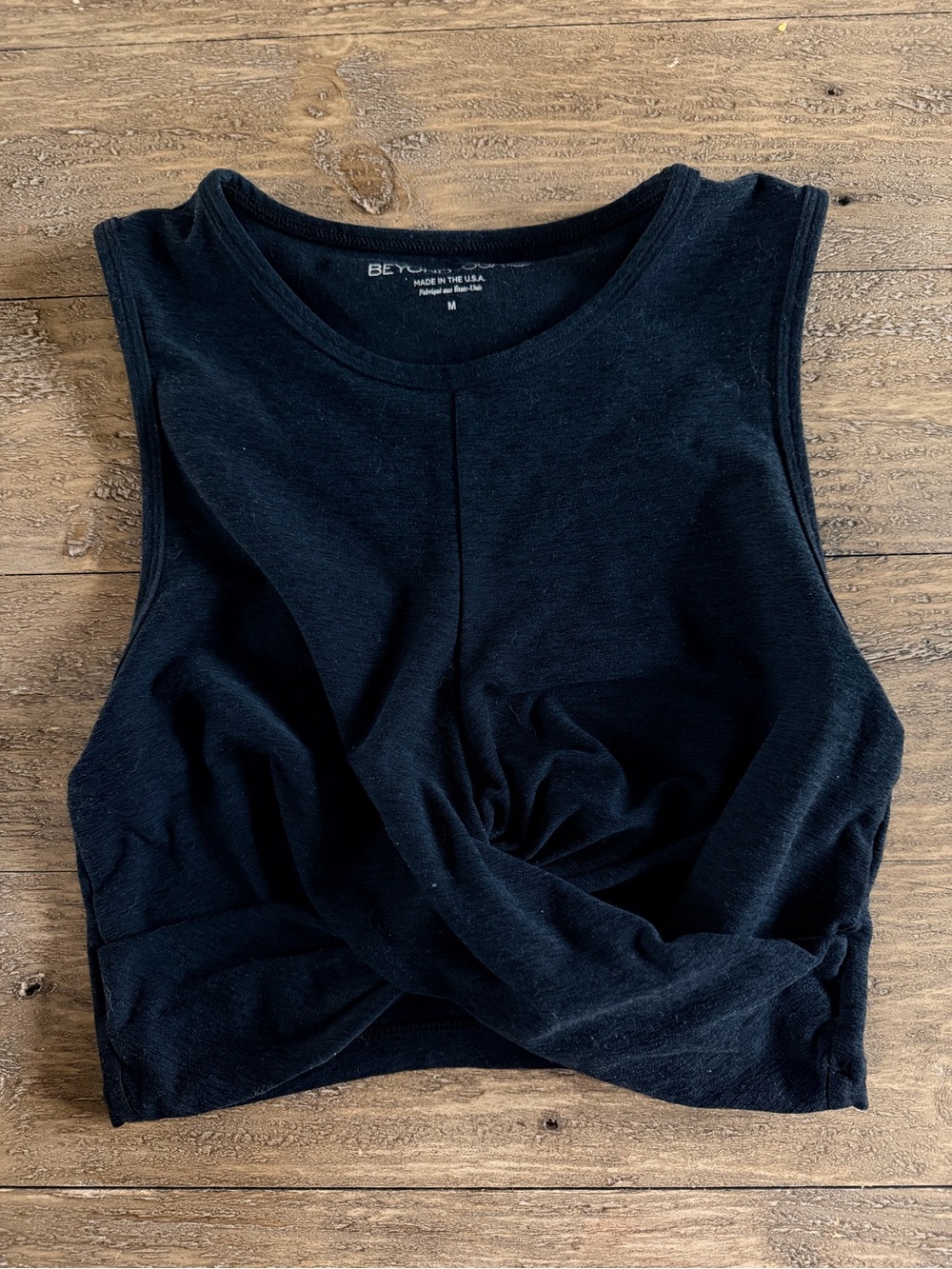 Beyond Yoga Black Twist-Knot Crop Tank